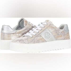 ✨🤍 GBG Los Angeles Primly Fashion Sneakers Metallic Gold Silver Snake Print Sz 6